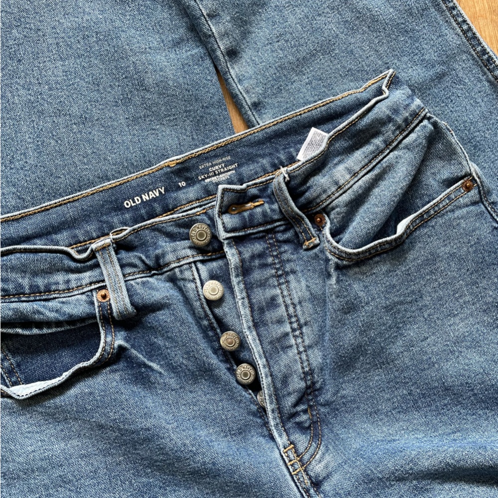 Old Navy Blue Curvy Straight Jeans
